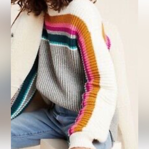 Anthropologie Sophie Ribbed Sweater grey size small retails $130 - Picture 4 of 13